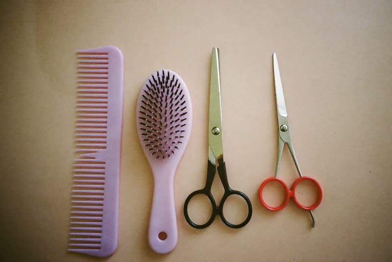 Grooming tools laid out ready for a client