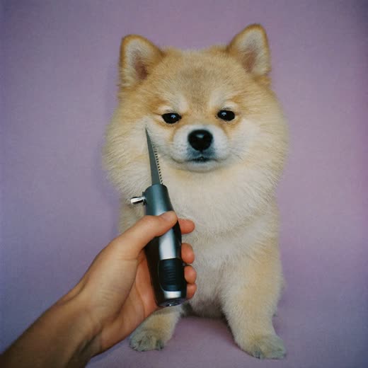 A dog having its coat clipped